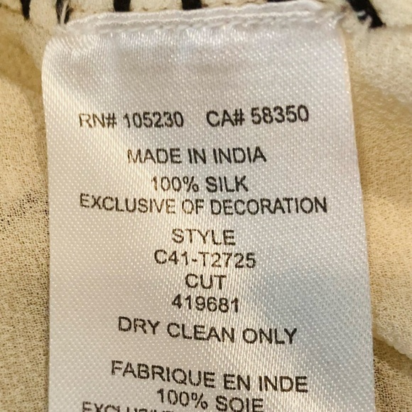 Joie cream colored silk chiffon sheer embroidered boho blouse. Small - Picture 6 of 6